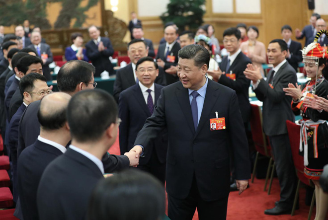 2019年3月10日下午，習(xí)近平參加十三屆全國(guó)人大二次會(huì)議福建代表團(tuán)的審議。